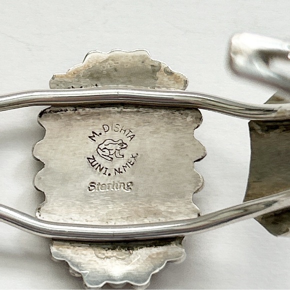 Vintage Milburn Dishta Red Coral Needlepoint Cluster Sterling Silver Cuff - Picture 11 of 11